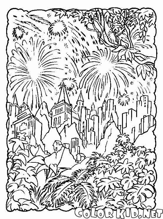 Şehrin üzerinde Fireworks