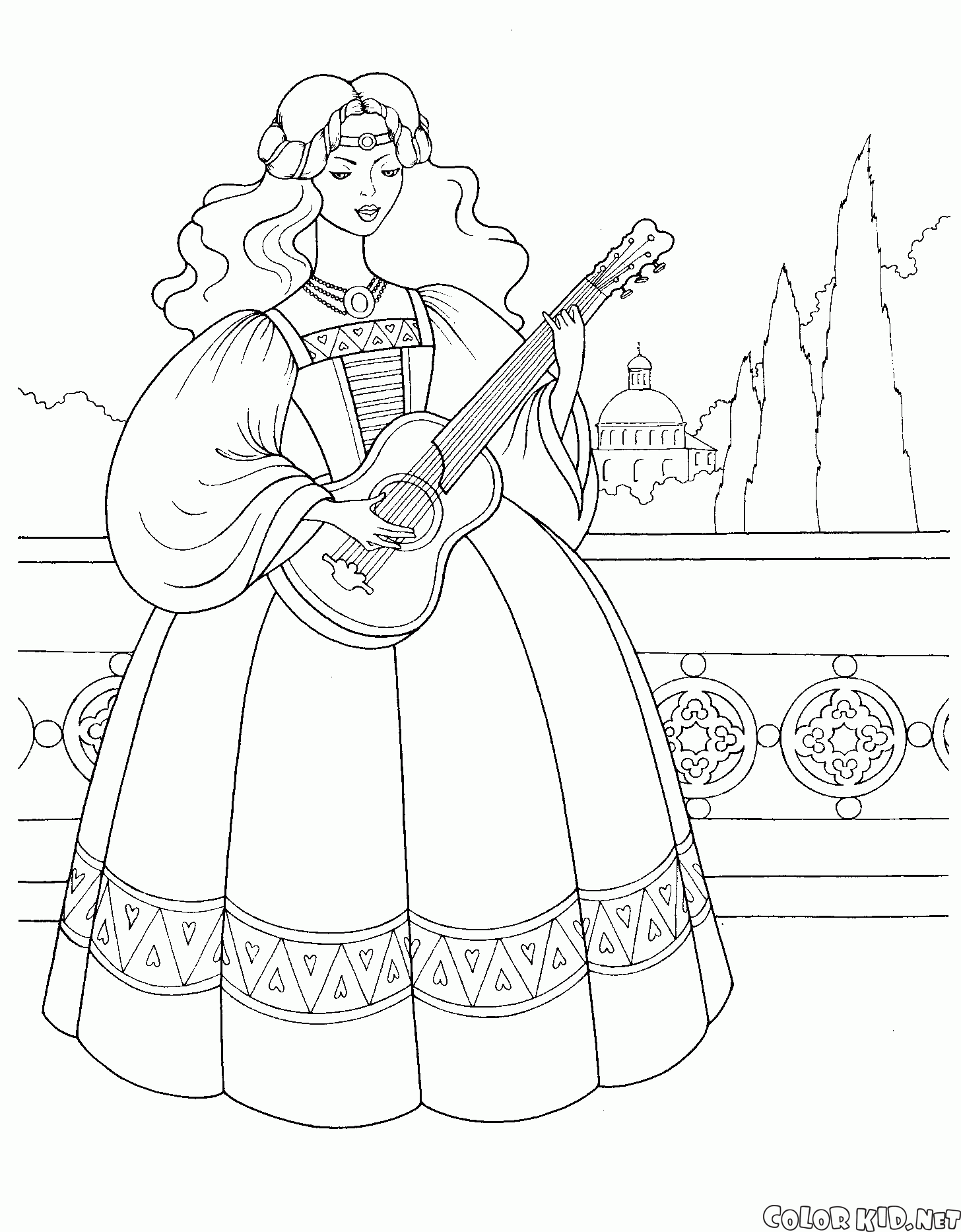 Bir gitar ile Prenses