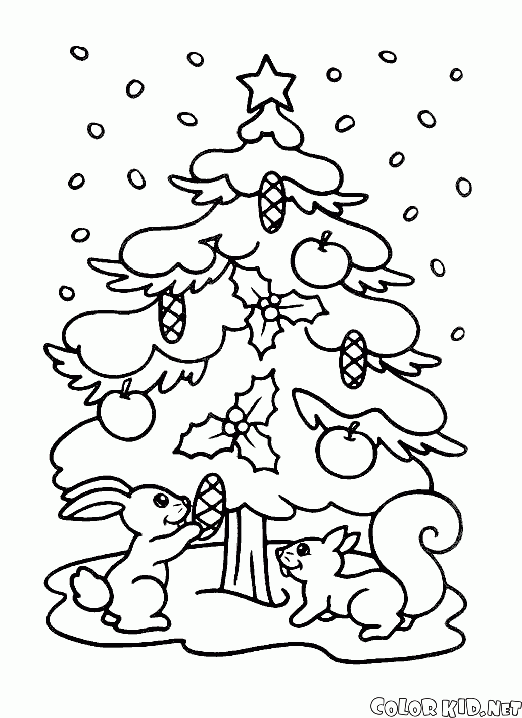 Noel ağacı ve sincaplar