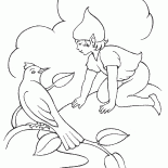 Elf bir kuş ile konuşurken