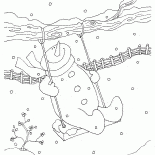 Bir salıncakta Snowman